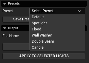 IES Master Studio preset menu