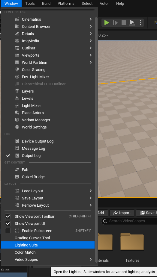 Lighting Suite opening and tabs 1